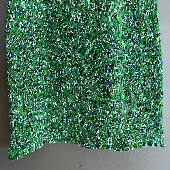 RHODE Jasmine Dress Green Floral Smocked Mini Dress Size Large Bodycon Sexy Cute - Picture 16 of 16